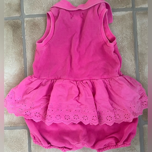 Ralph Lauren hot pink, baby girl onesie with ruffles and snap bottom; size 18 mo - Picture 5 of 7